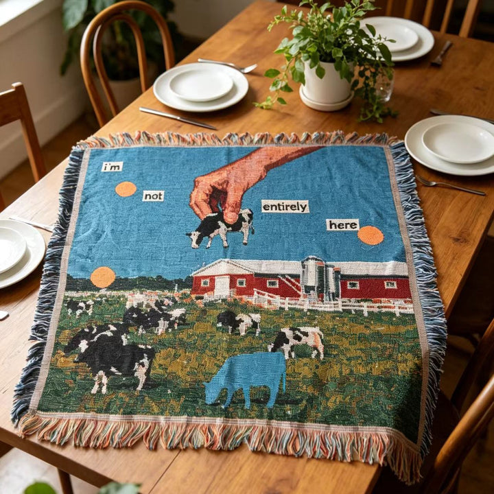 Artistic Farm-Themed Tapestry Blanket