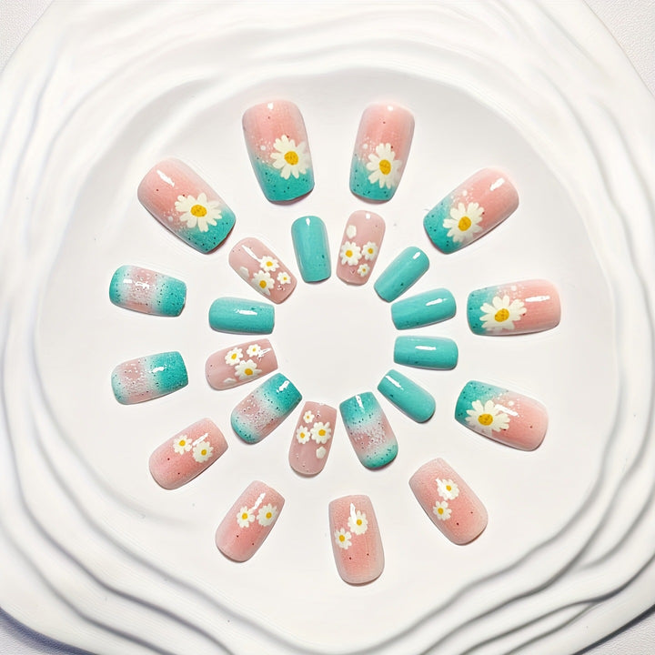 Artificial nails with summery flower designs Kalsten
