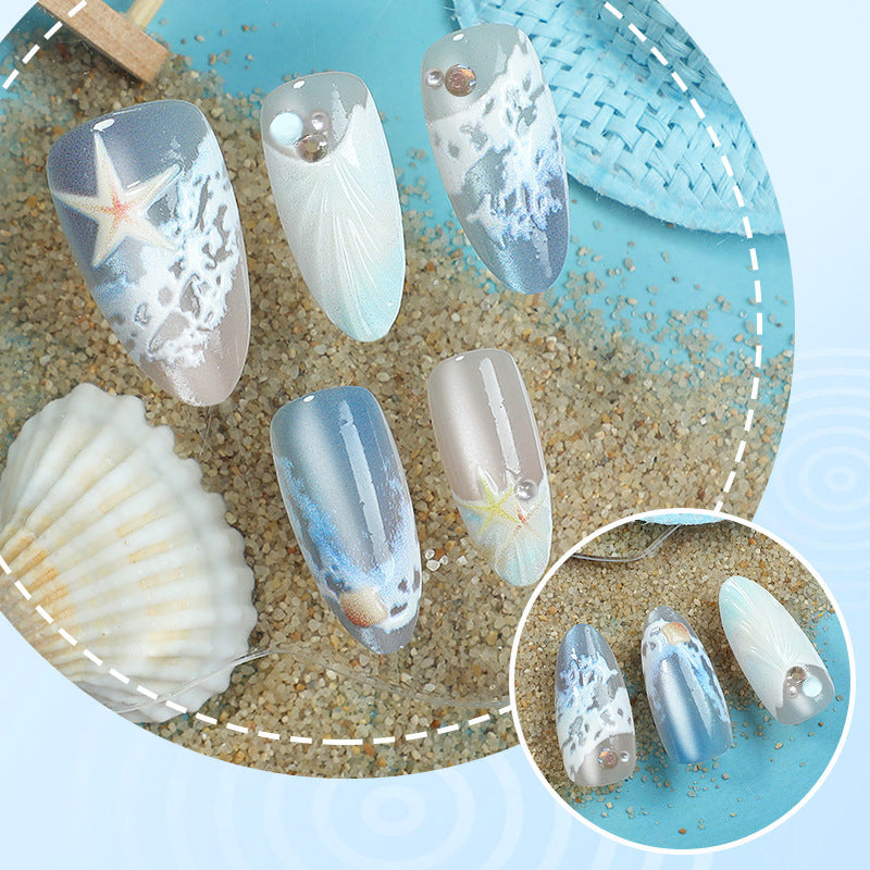 Artificial nails with maritime shell pattern Kalsten