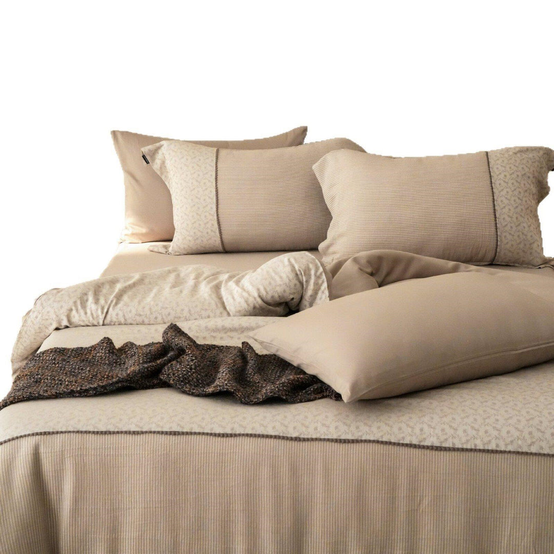 Luxurious bedding set made of washed cotton percale with fine waffle texture