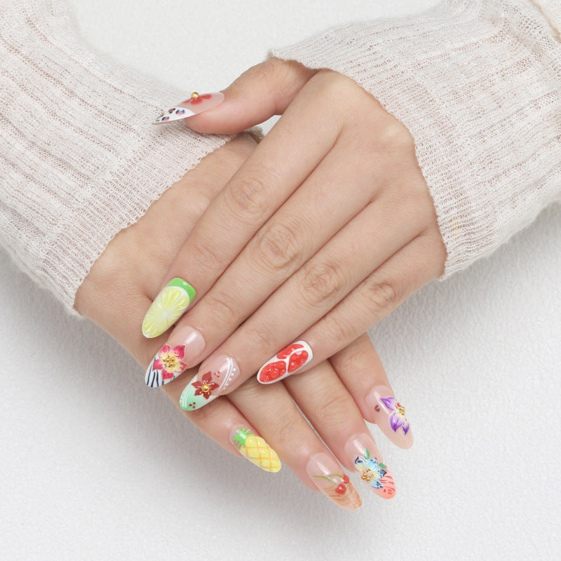 Flower Motif Artificial Nails Kalsten