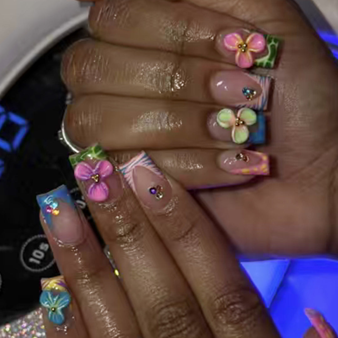 Artistic Floral Design Nail Art Extensions Kalsten
