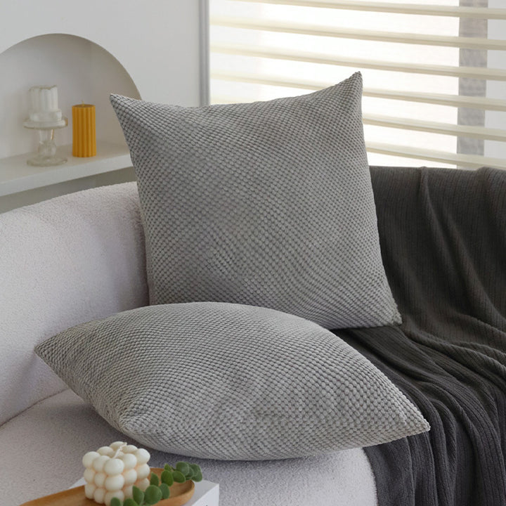 Square decorative cushion cover with fine pearl texture made of soft bouclé knit and concealed zipper Kalsten