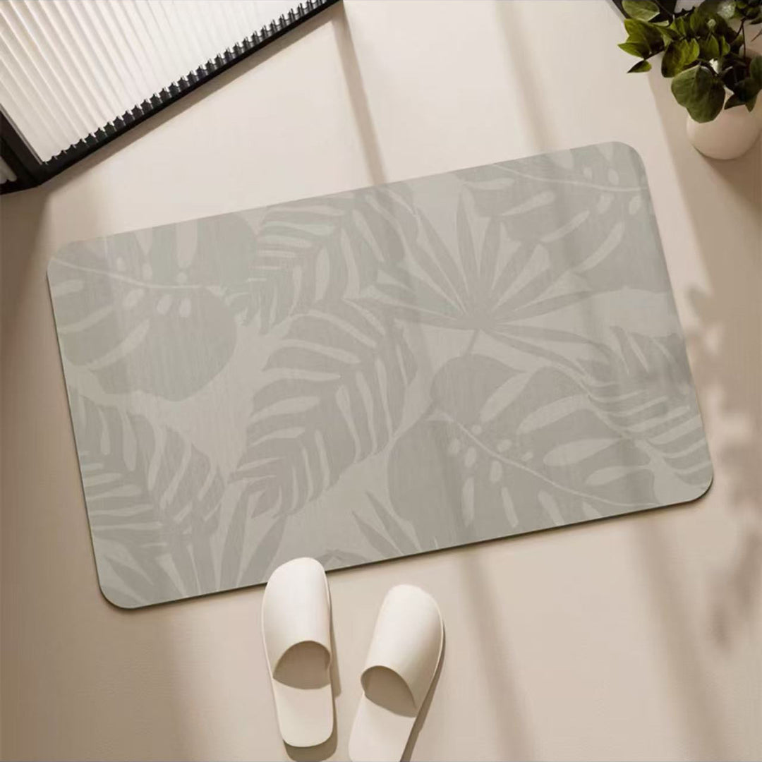 Decorative Leaf Print Bathroom Mat for Home