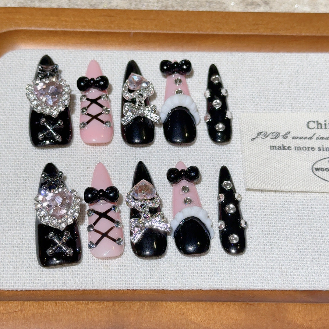 Glamorous Rhinestone-Embellished Press-On Nails