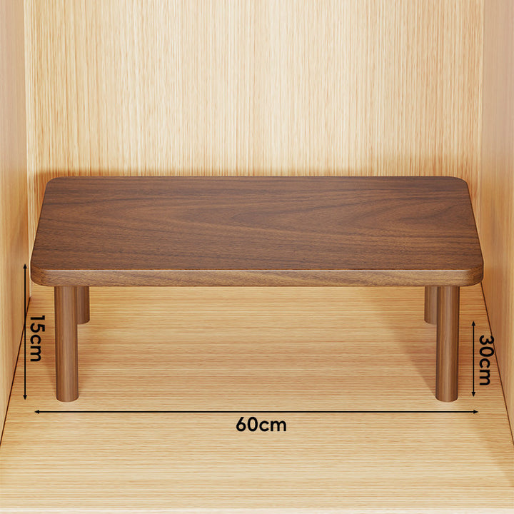 Height-Adjustable Rectangular Wooden Riser Table with Detachable Round Legs