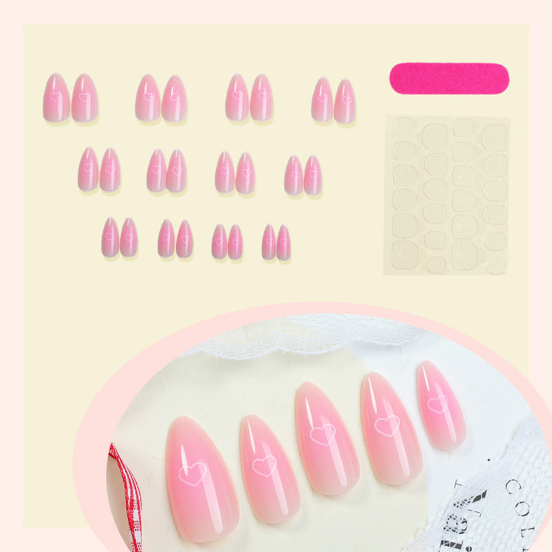 Heart-Embellished Press-On Nail Art Set Kalsten