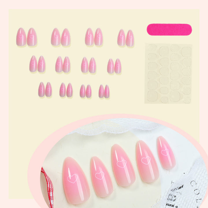 Heart-Embellished Press-On Nail Art Set Kalsten