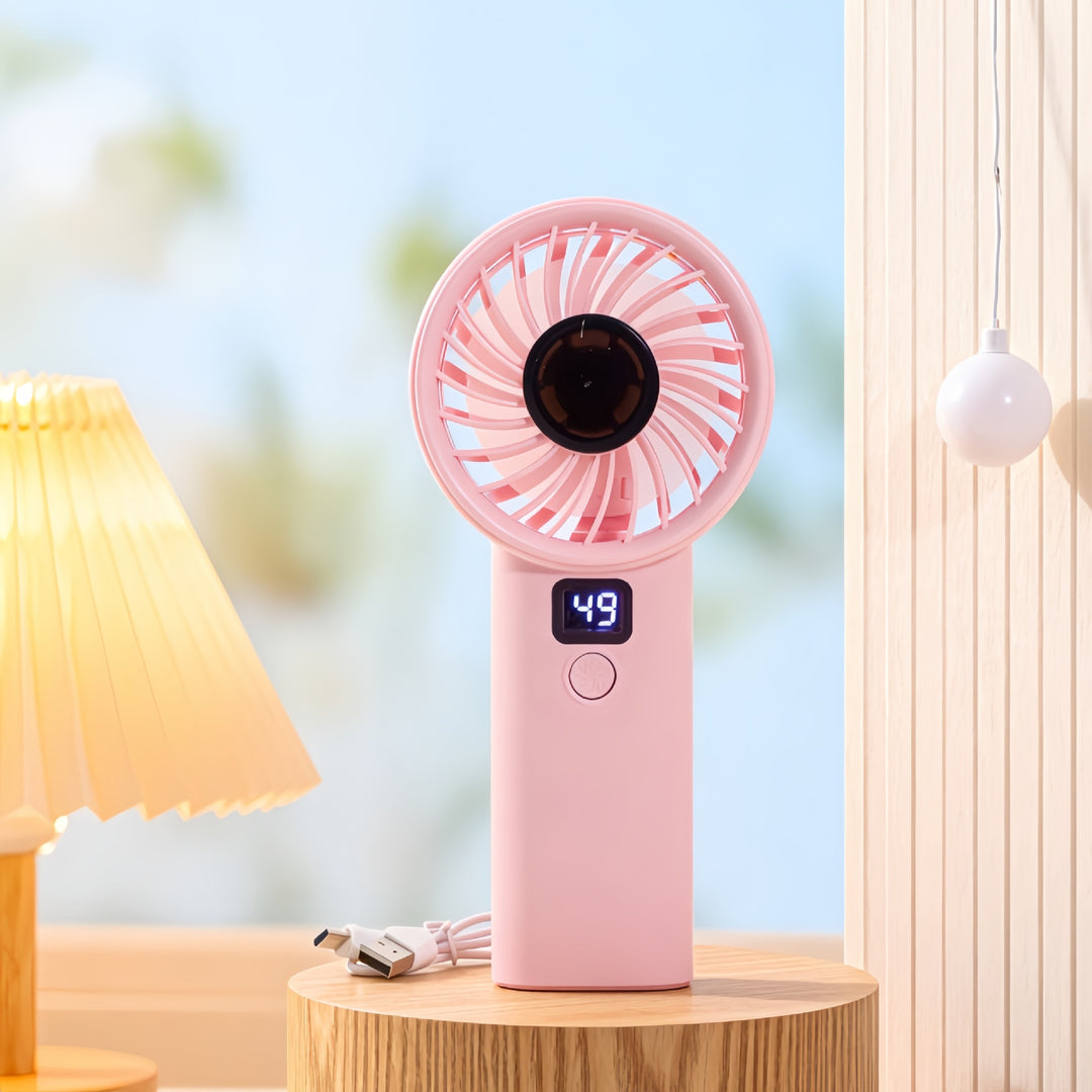 Ladies Portable Hand Fan with LED Display and Lightweight Design Kalsten