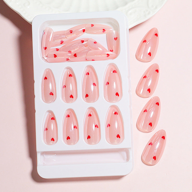 Heart-Printed Press-On Nail Set Kalsten