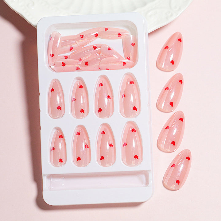 Heart-Printed Press-On Nail Set Kalsten