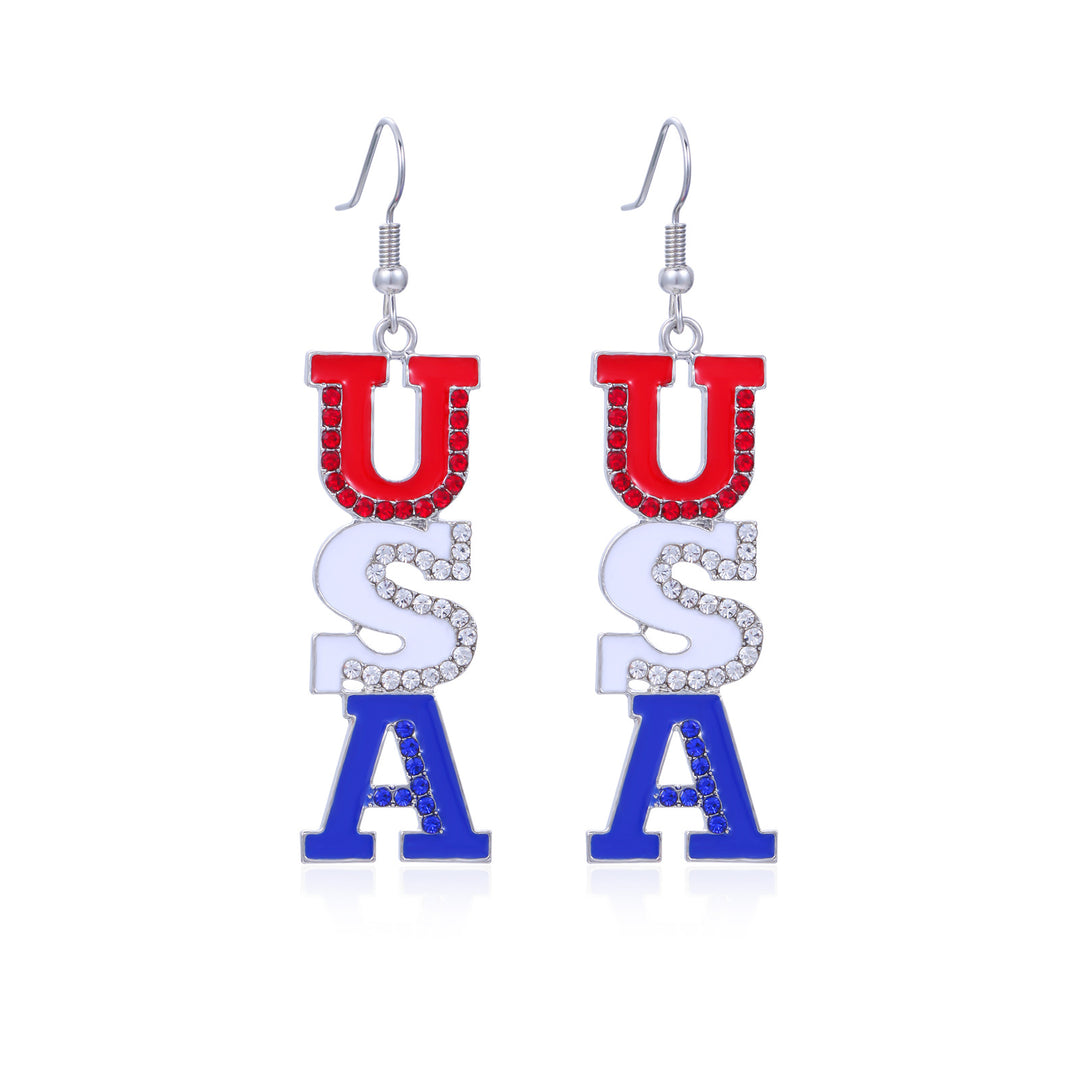 Women's long multi-layer star drop earrings with crystal embellishments and rhodium-plated alloy Kalsten