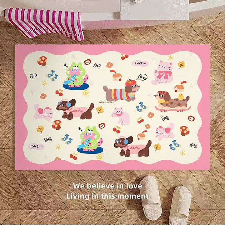 Playful Cartoon Apple-Themed Area Rug Kalsten