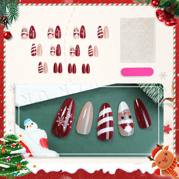 Festive Holiday-Themed Press-On Nail Art Set 1790738334