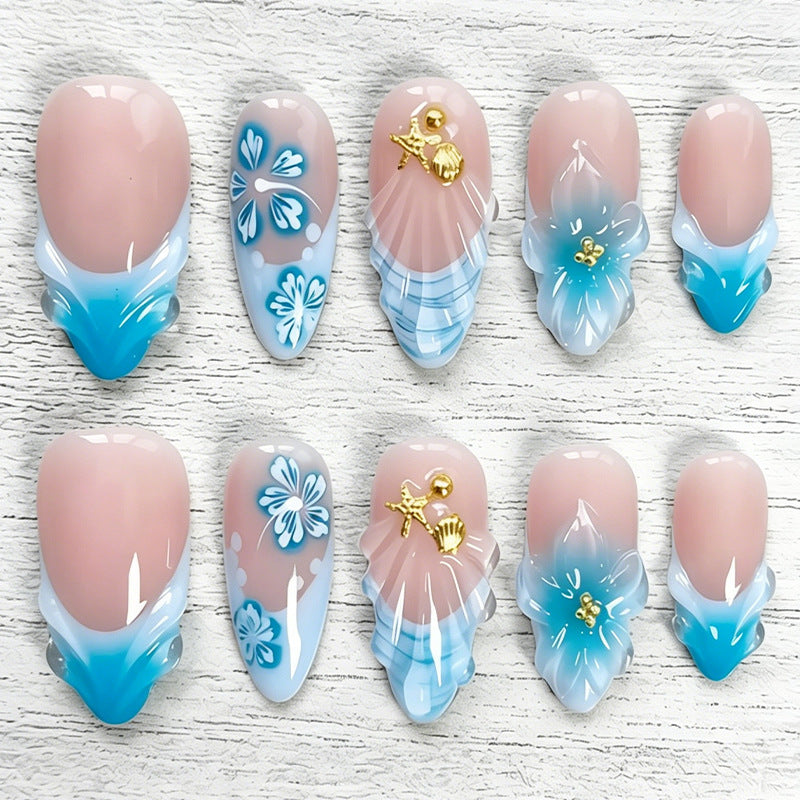 Fake nails set with elegant floral accents Kalsten