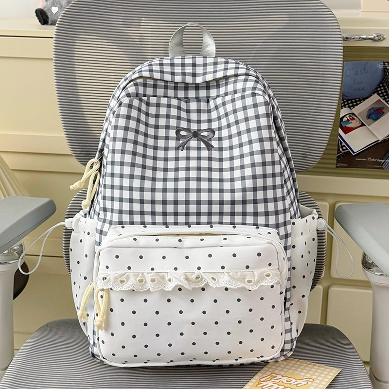 Playful Gingham Print School Backpack Kalsten