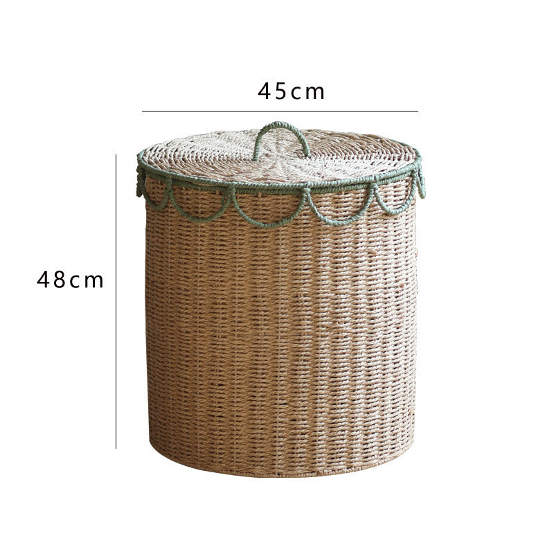 Rustic laundry basket with lid Kalsten