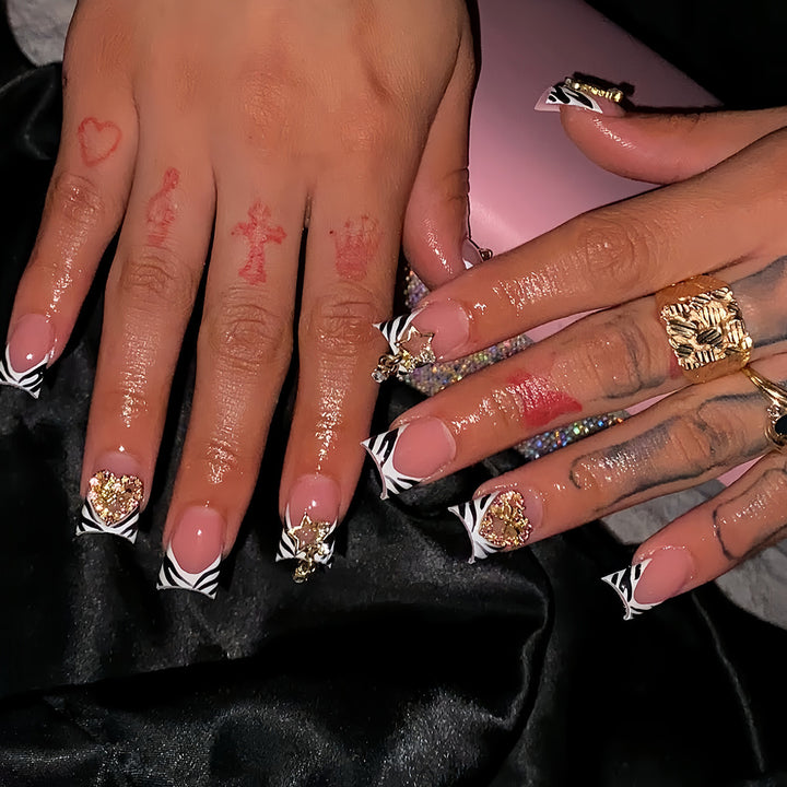 Stylish Rustic French Tip Press-On Nails Kalsten