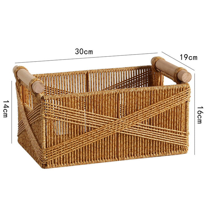 Unisex Functional Storage Basket with Ergonomic Wooden Handles Kalsten