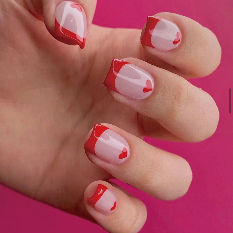 Artistic Nail Extensions with Heart Pattern Kalsten