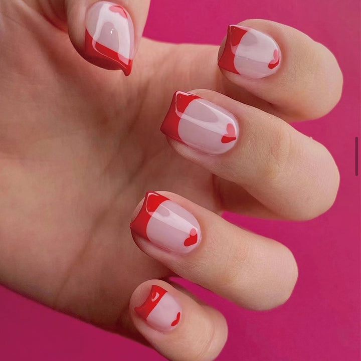 Artistic Nail Extensions with Heart Pattern Kalsten