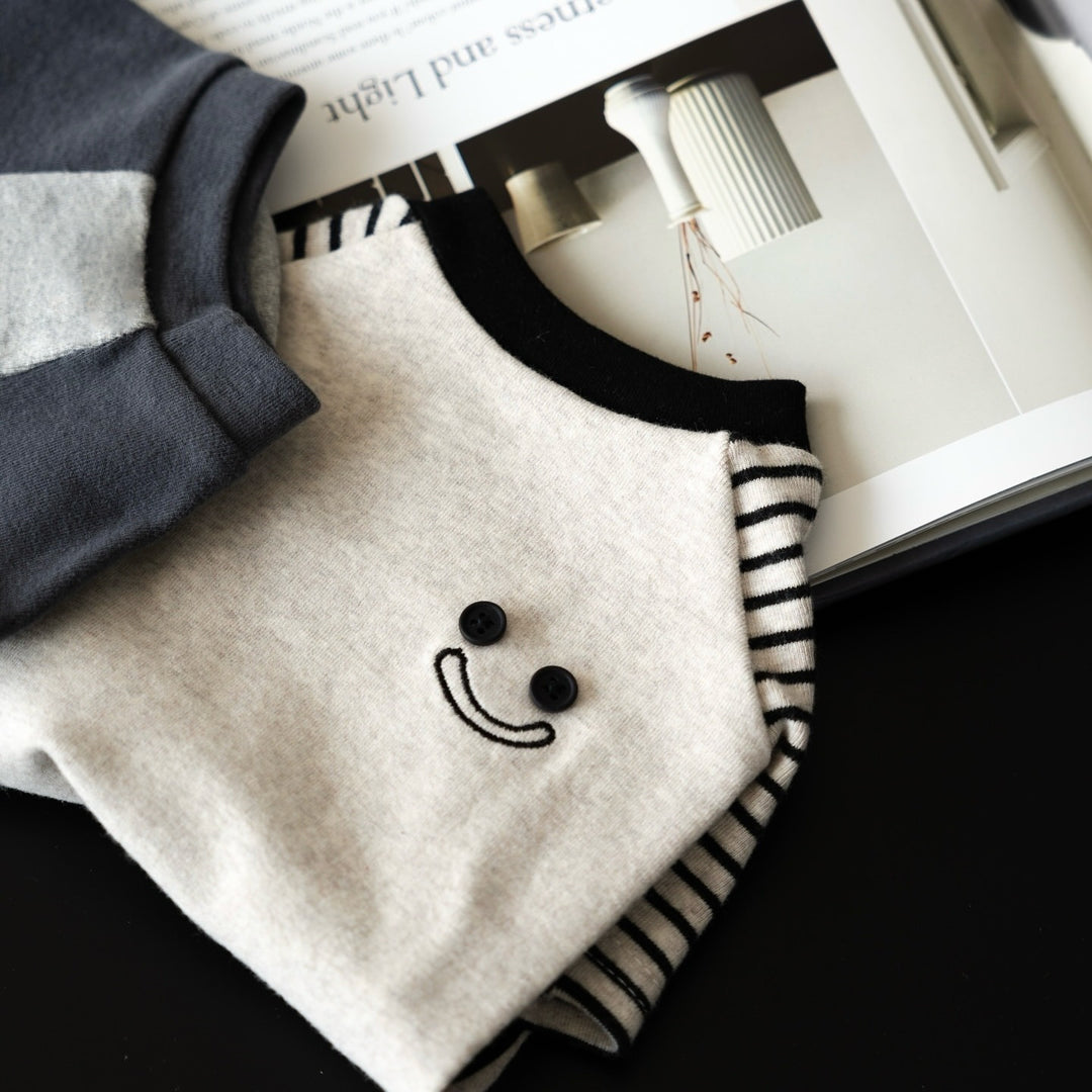 Striped Raglan Sleeve Dog Tee Shirt
