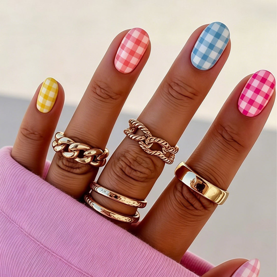 Chic Gingham Pattern Nail Art Wraps Kalsten