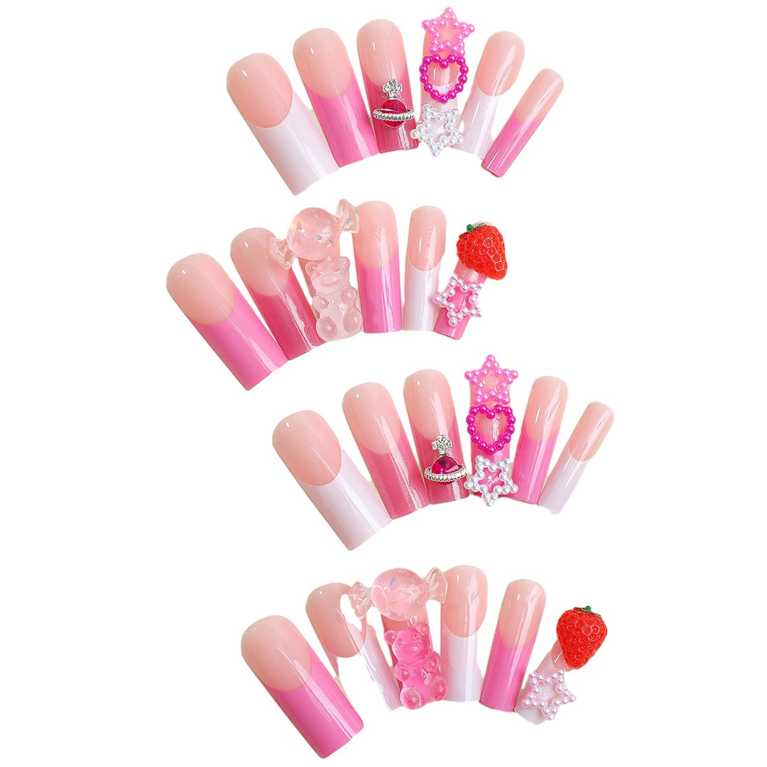 Decorative False Nail Art Set with 3D Embellishments kalsten