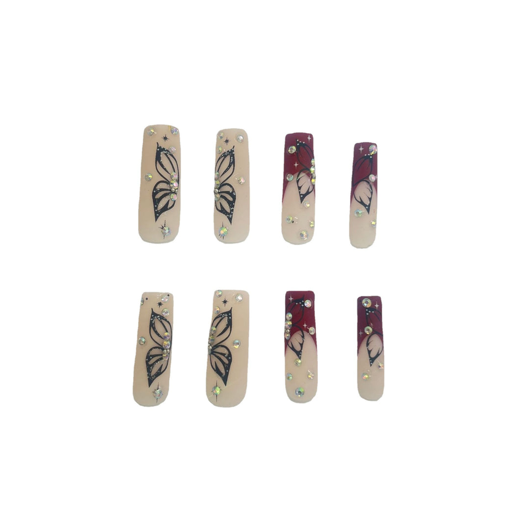 Artistic Long Nail Extensions with Butterfly Design Kalsten