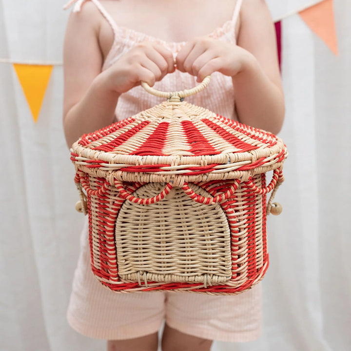 Playful cat basket in circus design Kalsten