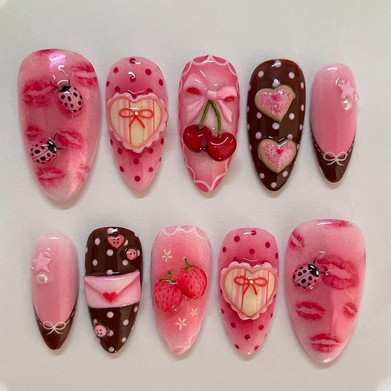 Artificial nail set with botanical motifs Kalsten