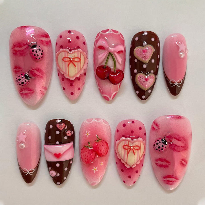 Artificial nail set with botanical motifs Kalsten