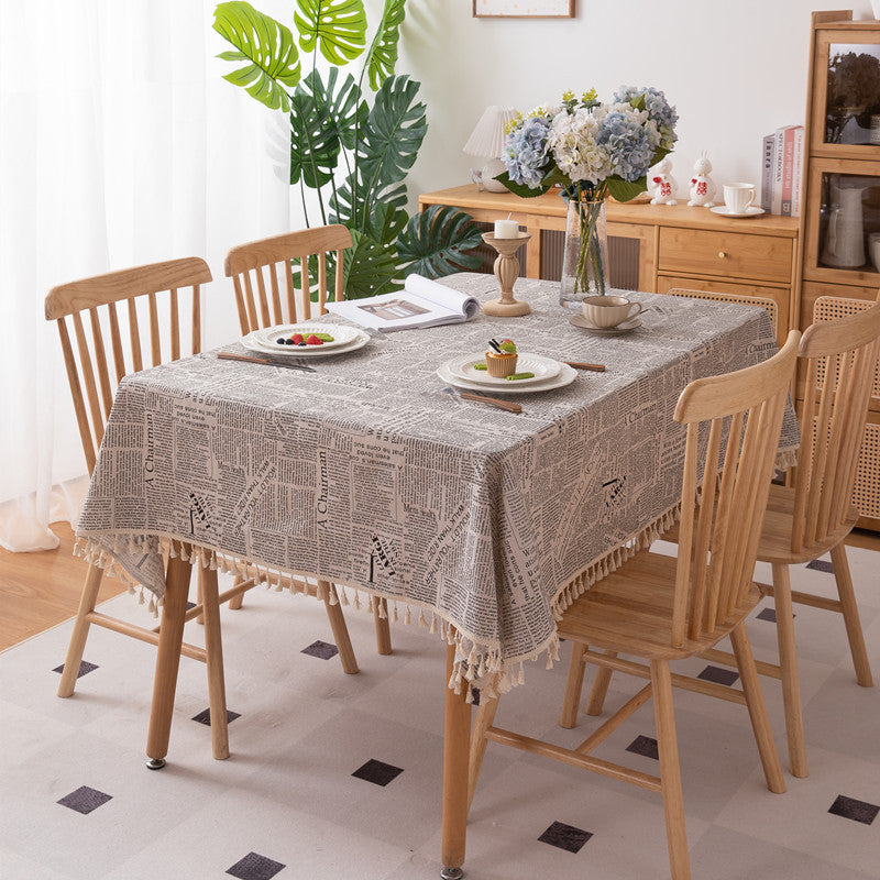 Vintage Newspaper Print Tablecloth