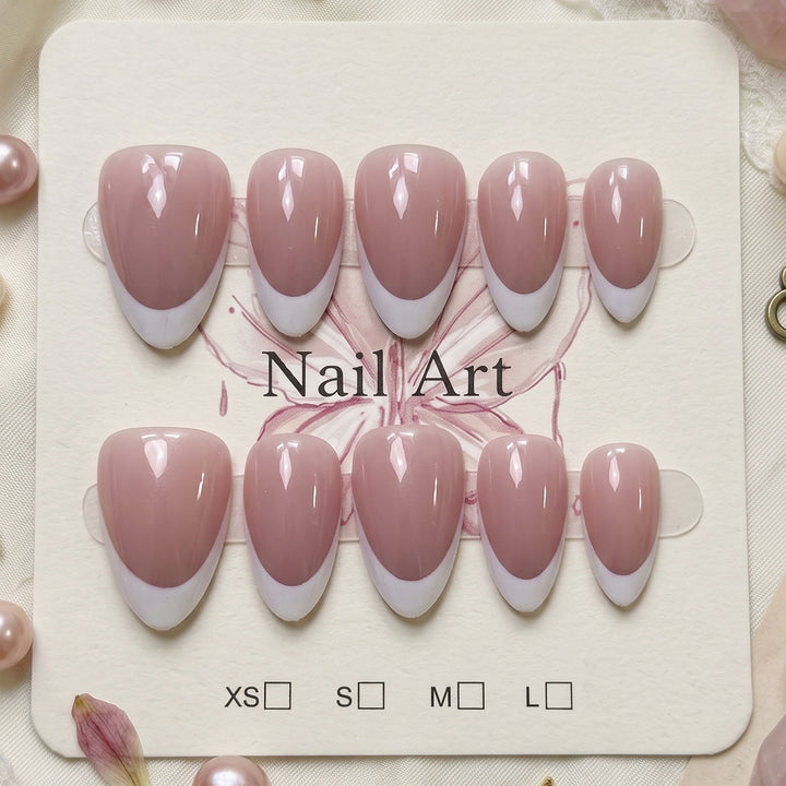 Elegant French Tip Press-On Nails 1790732149