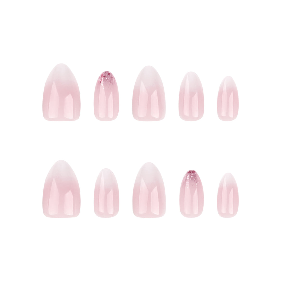 Artful Nail Extensions with Glitter Decoration and Ombre Effect Kalsten