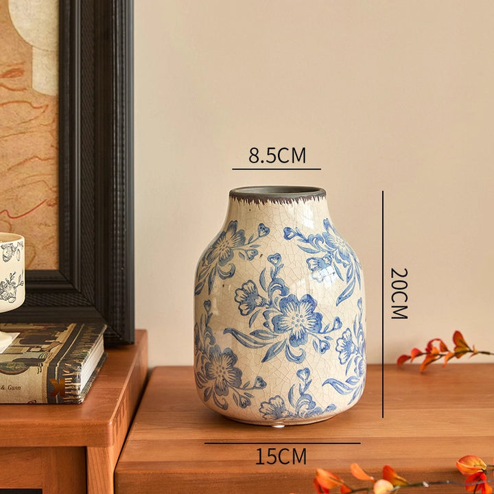 Floral-Patterned Decorative Ceramic Vase