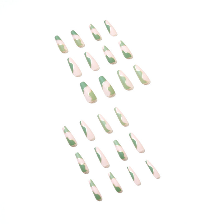 Artful Gel Nails with Elegant Wave Design and Gold Accents Kalsten