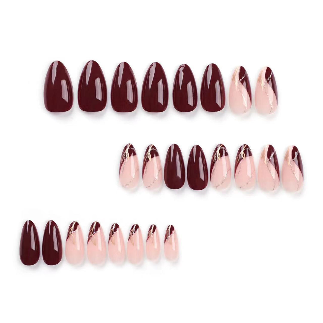 Elegant Matte and Glossy Almond-Shaped Press-On Nail Extensions Kalsten