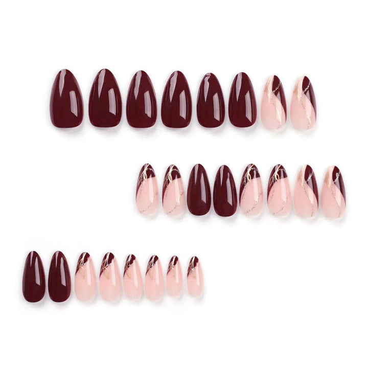Elegant Matte and Glossy Almond-Shaped Press-On Nail Extensions Kalsten