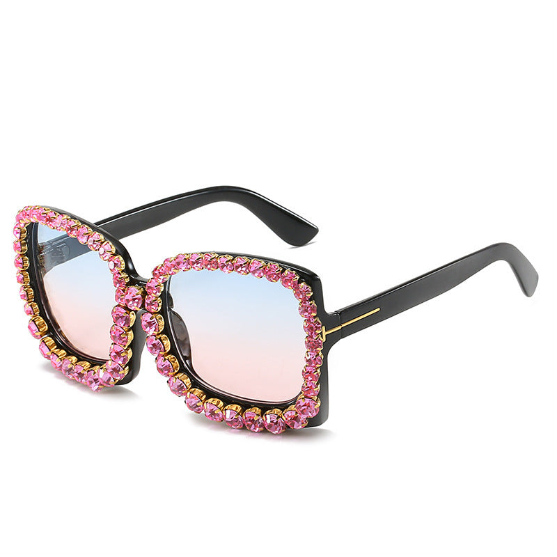 Glamorous Rhinestone-Embellished Oversized Sunglasses Kalsten