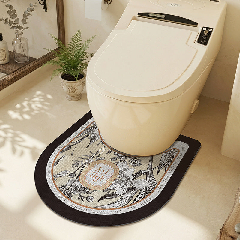 Floral Patterned Toilet Rug