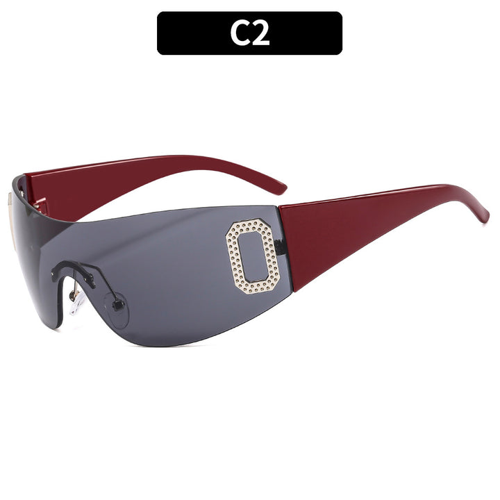 Oversized Shield Sunglasses with Decorative Accent
