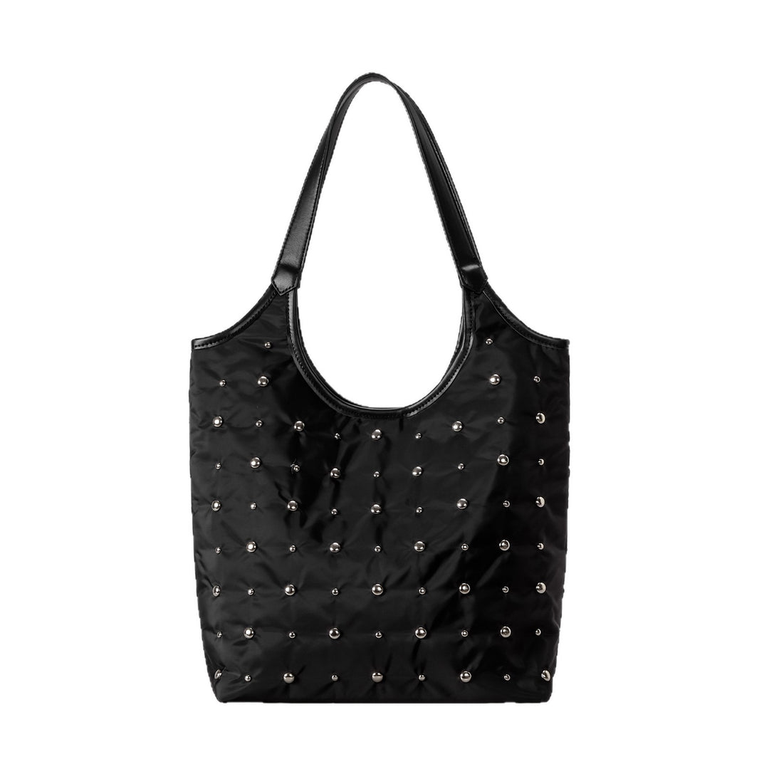 Quilted Tote Bag with Studded Accents