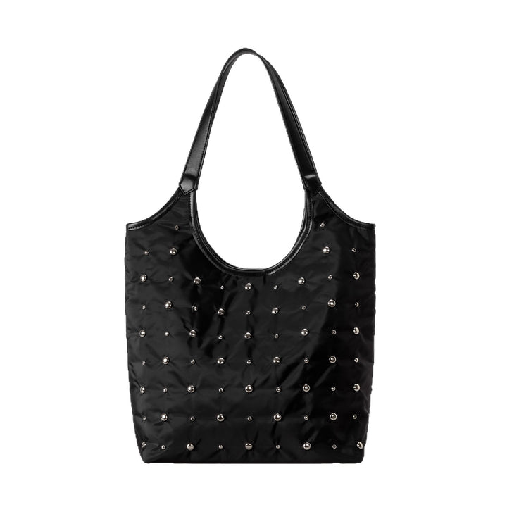 Quilted Tote Bag with Studded Accents