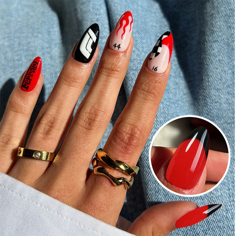 Artistic Racing-Inspired Press-On Nail Art Set Kalsten