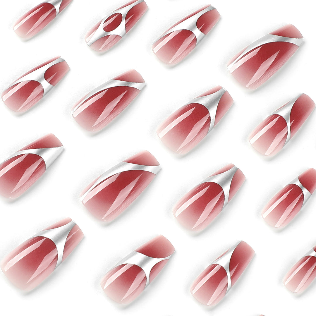 Artificial nail extensions with high-gloss finish and modern design Kalsten
