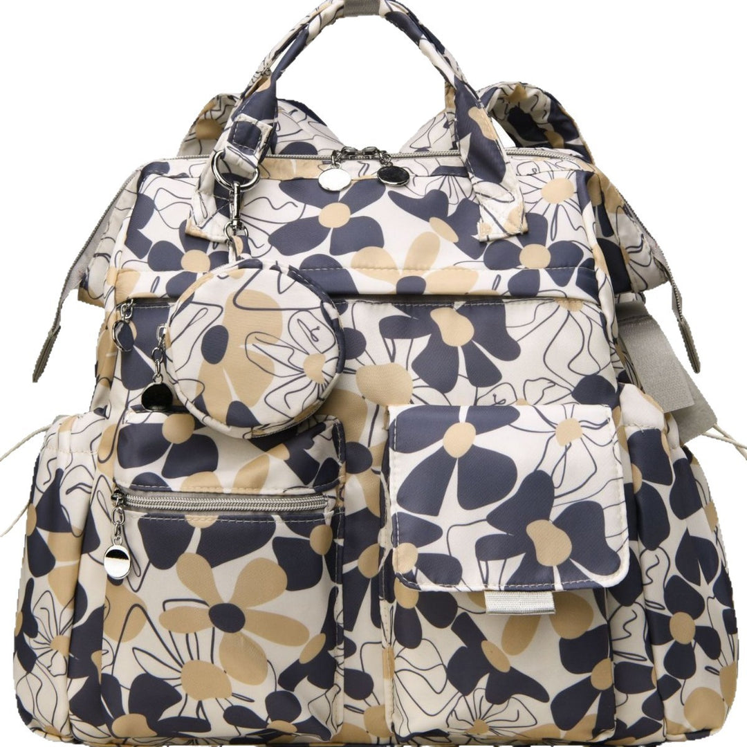 Multi-Pocket Floral Design Backpack Kalsten