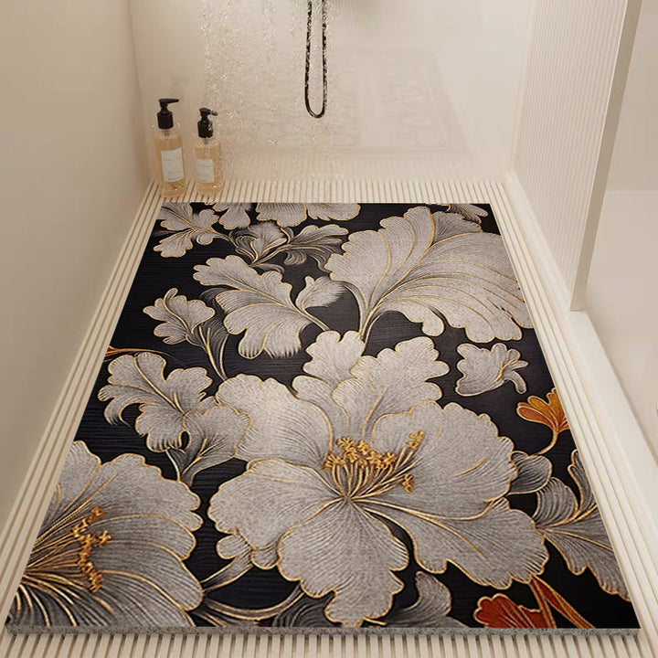 Elegant Floral Pattern Bath Mat Kalsten
