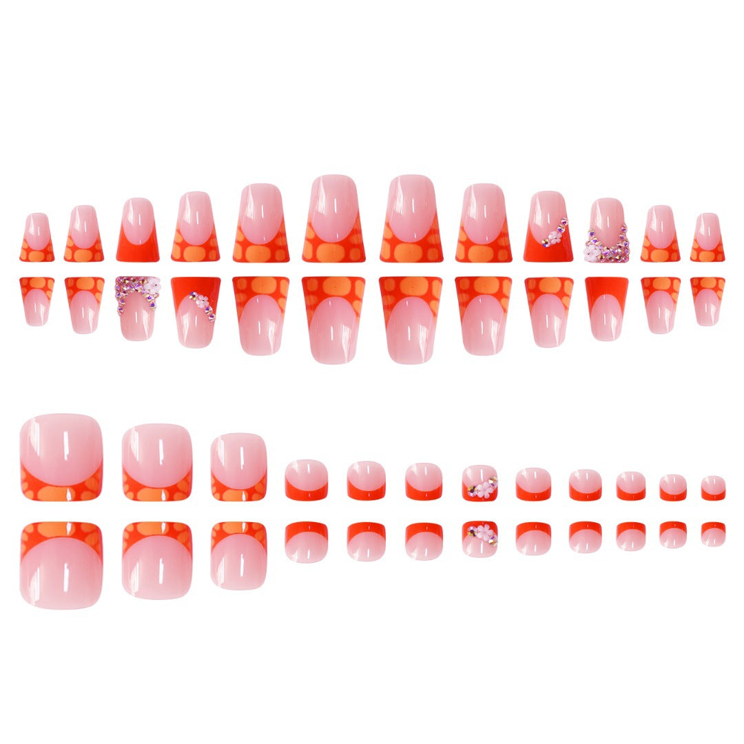 Decorative Press-On Nail Set with Vibrant Shapes and Gems Kalsten