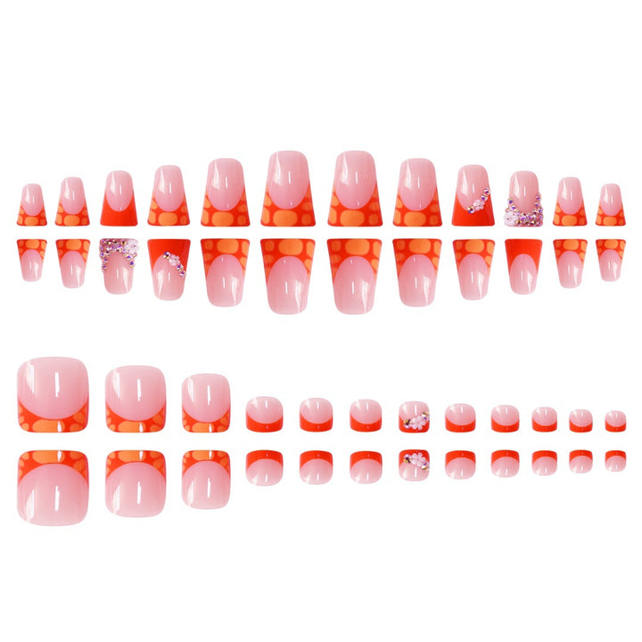 Decorative Press-On Nail Set with Vibrant Shapes and Gems Kalsten